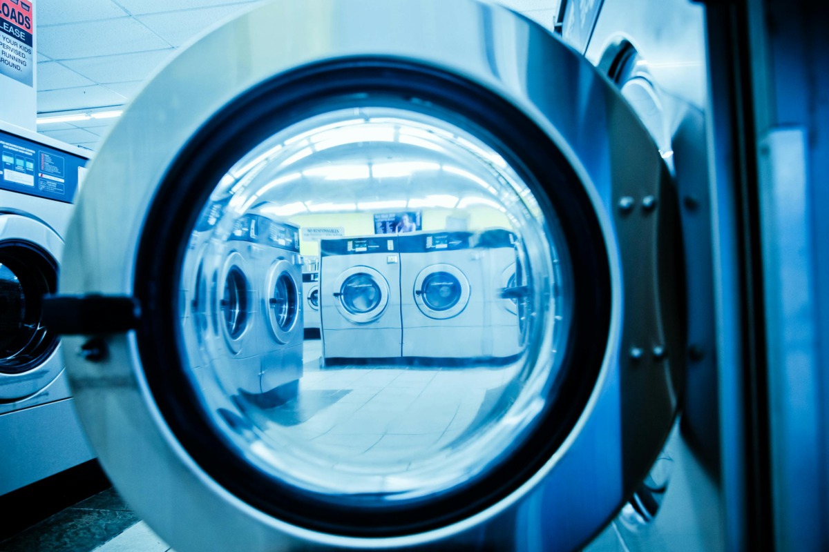 Front load washing machines in coin laundry